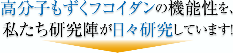 高分子もずくフコイダンの機能性を、私たち研究陣が日々研究しています!